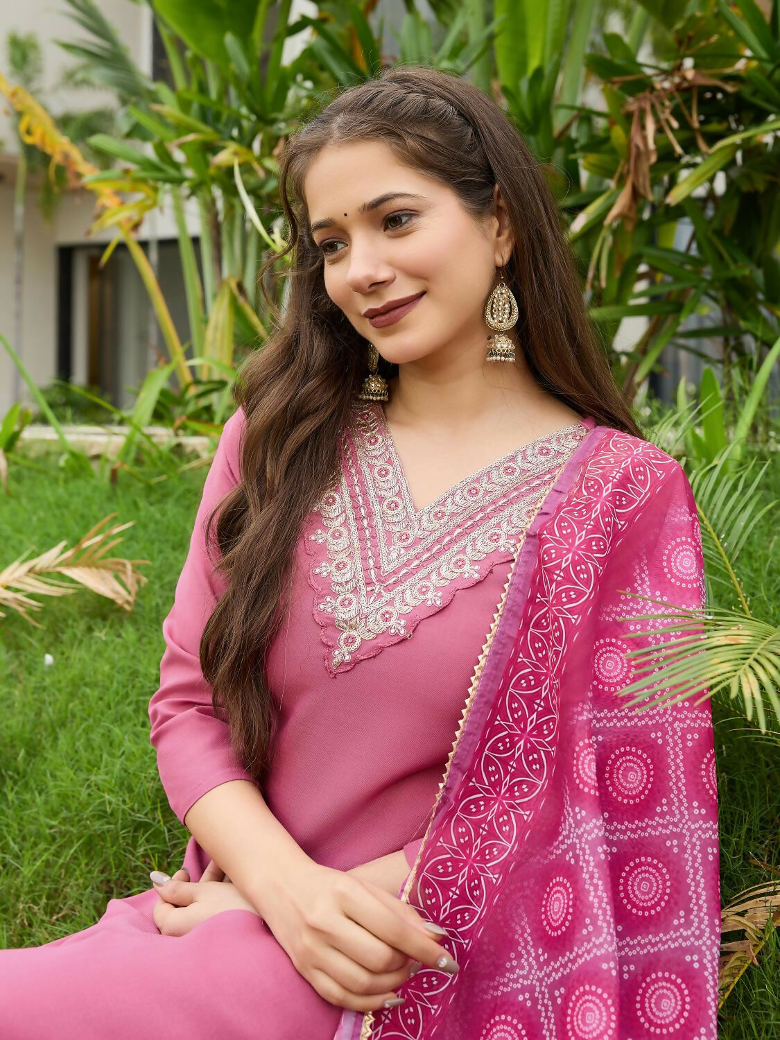 The52 Gajri Women's Beautiful Embroidered Rayon Fabric with Straight Kurta, Pant and Dupatta Set - Swadesiicart
