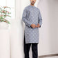 Blue Viscose Woven Jacquard Work Men's Kurta - Mahotsav