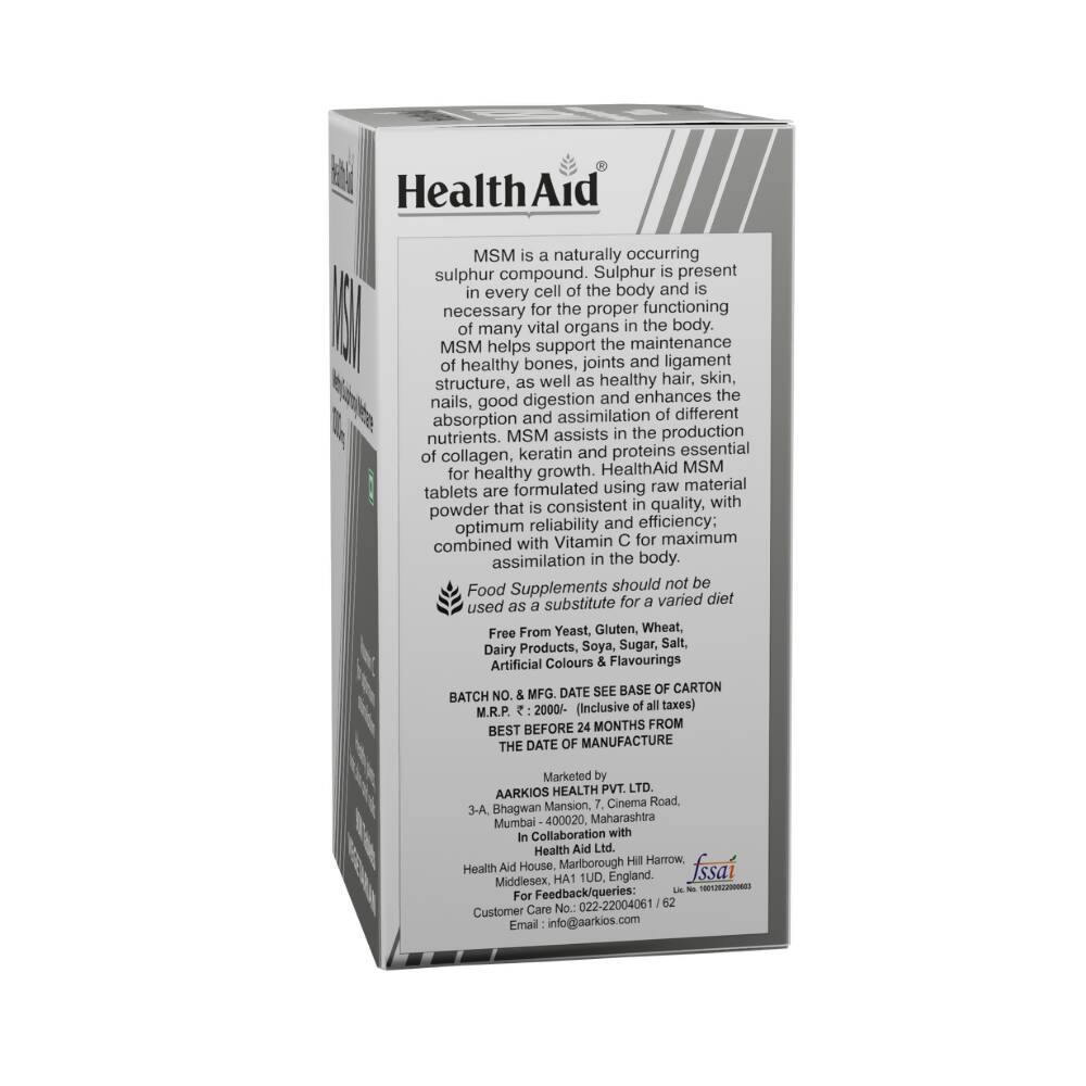 HealthAid MSM 1000 mg Tablets | Swadesiicart