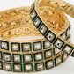 NVR Women's Set Of 4 Gold-Polished Green Kundan-Studded Traditional Bangles - Swadesiicart