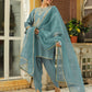 Janasya Light Blue Silk Blend Solid Kurta,Bottom & Dupatta | Swadesiicart