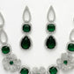 NVR Women's Green & Silver-Plated American Diamond Handcrafted Jewellery Set - Swadesiicart