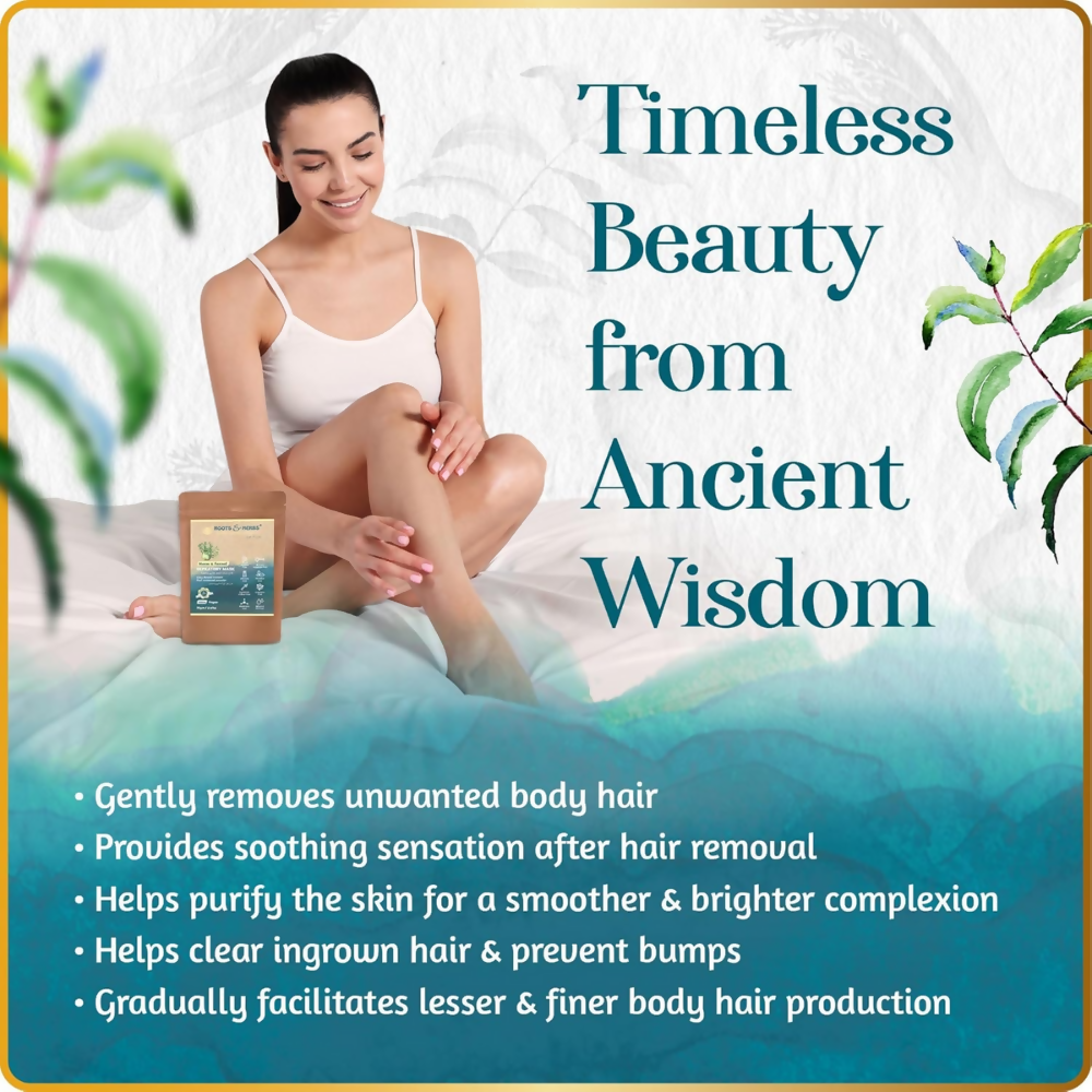 Roots and Herbs Neem and Fennel Depilatory Ubtan for Hair Removal - Swadesiicart