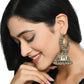 Mominos Fashion Johar Kamal Oxidised Silver-Plated With Ghungroo Jhumkas - Swadesiicart