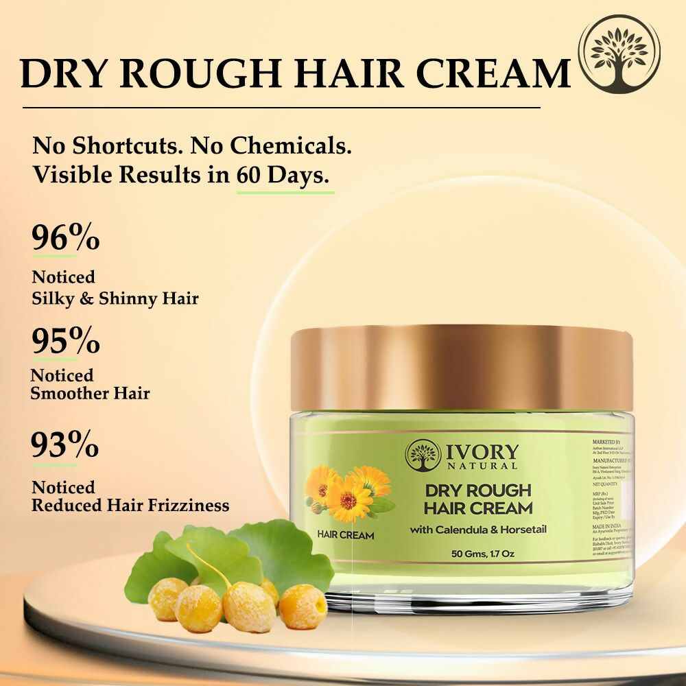 Ivory Natural Dry Frizzy Hair Cream - Detangles Hair, Manages Frizz And Scalp Dryness | Swadesiicart