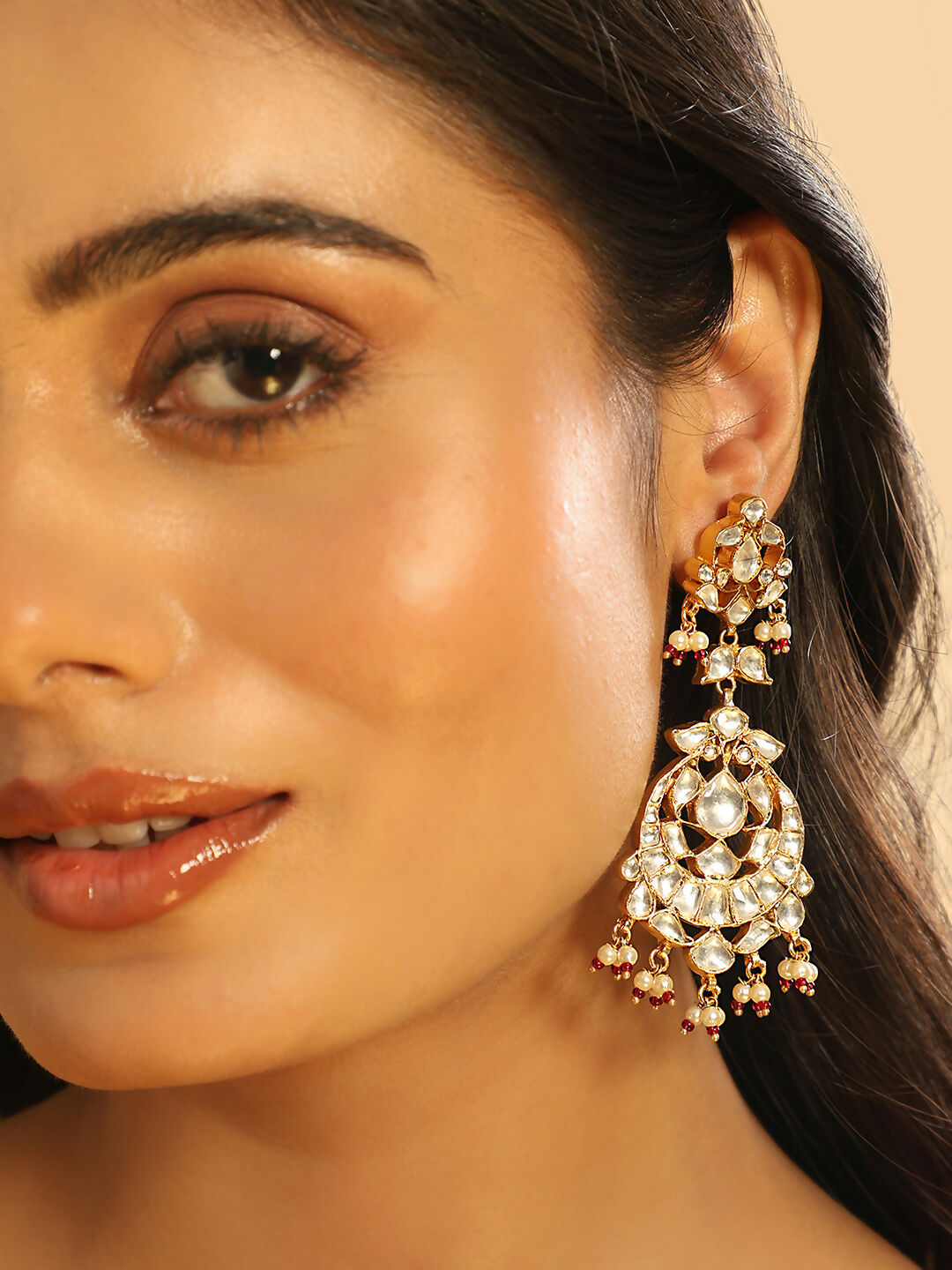 Nuyug 22K Gold Plated Serenoor Pearl Chandbali Earrings | Swadesiicart
