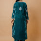 HOUSE OF KARI Ethnic Motifs Embroidered Chikankari Velvet Kurta With Trousers | Swadesiicart