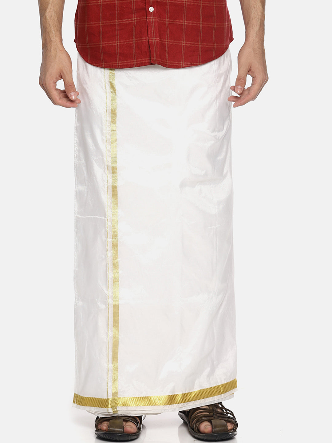 Sethukrishna White Solid Readymade Dhoti For Men | Swadesiicart