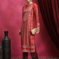 Vishudh Red Ethnic Motifs Printed Neck Straight Kurta - Swadesiicart