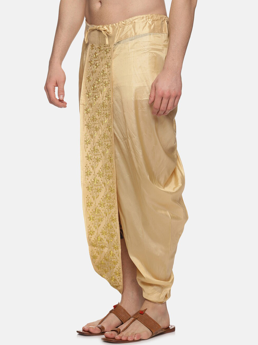 Sethukrishna Men Golden Embroidered Dhoti Pant | Swadesiicart