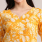 Aavyora Women Mustard Yellow Floral Printed Kurta with Chevron Printed Pants & Dupatta Set - Swadesiicart