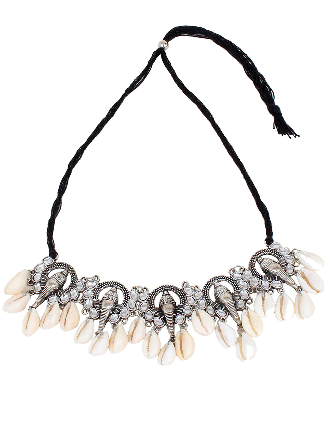 Cardinal Women Oxidised Silver-Toned Ganesh Choker Necklace Jewellery Set | Swadesiicart