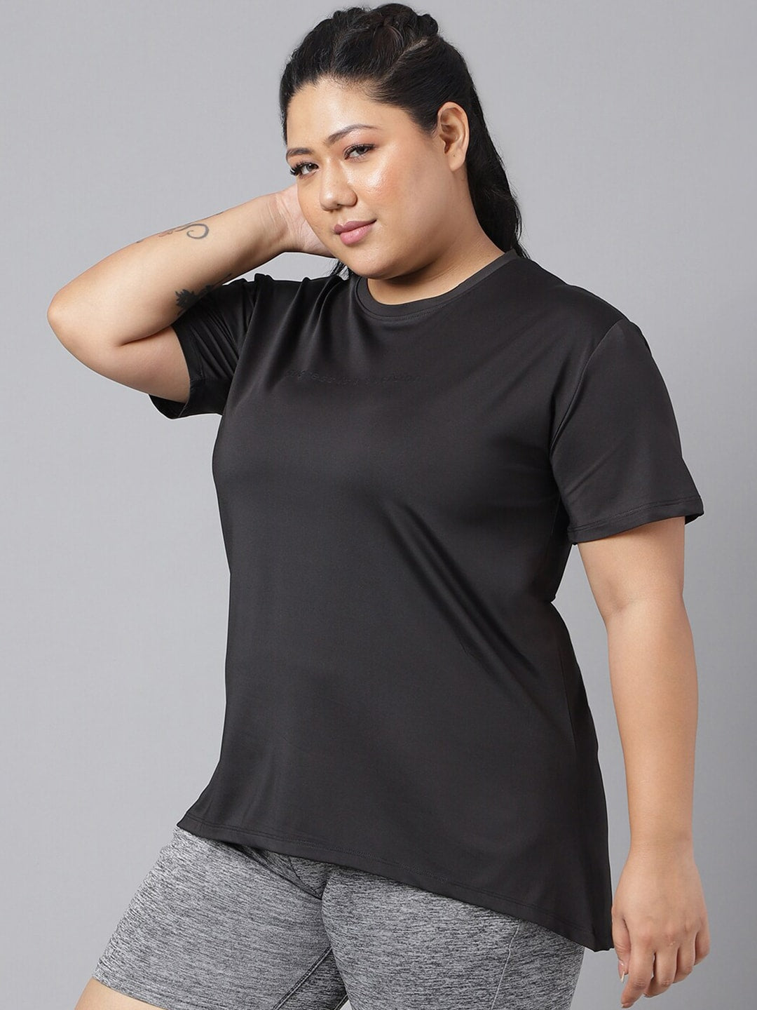 MKH Plus Size Drop-Shoulder Sleeves Dri-FIT Relaxed Fit Training T-shirt - Swadesiicart