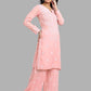 ADA Floral Embroidered Long Sleeves Regular Lucknowi Chikankari Kurta With Palazzos | Swadesiicart