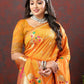 Lorenvalley Fashion Orange Soft Paithani Silk Woven Design Gold Zari Meenakari Weaving Saree - Swadesiicart