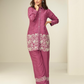 Anaita Magenta Chinon Silk Readymade Co-ords Set with Embroidery Work