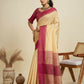 Vishnu Weaves Women's Chiku Raw Silk Thread Woven Saree with Blouse - Swadesiicart