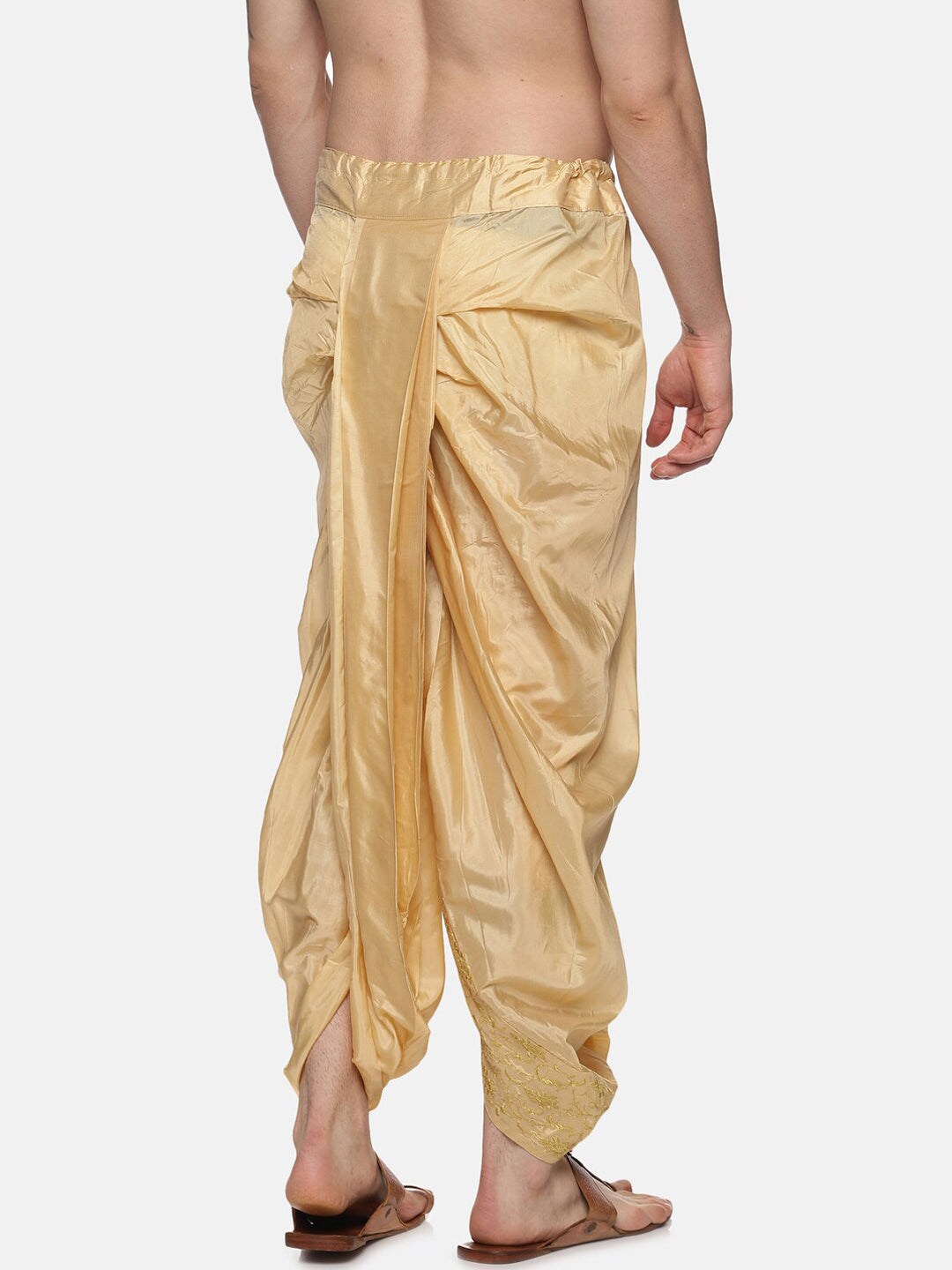Sethukrishna Gold-Coloured Embroidered Dhoti Pant For Men | Swadesiicart