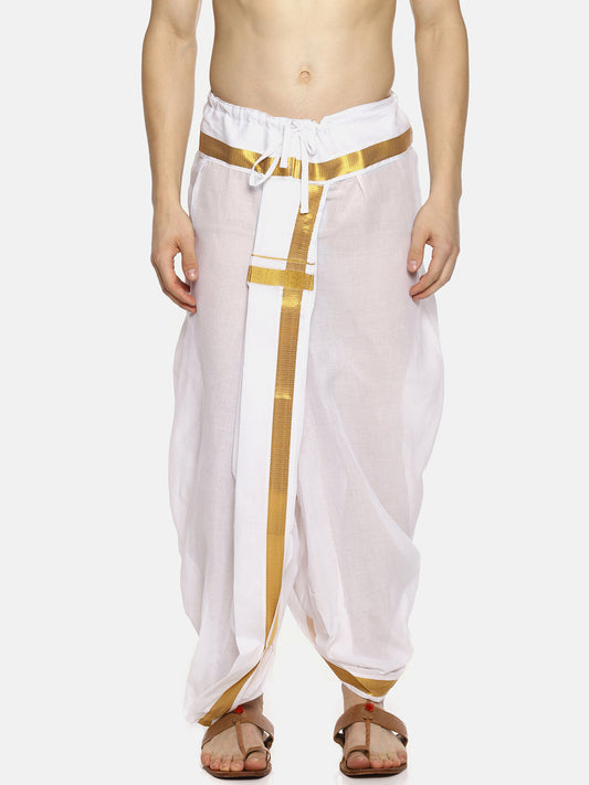 Sethukrishna Men White Solid Readymade Dhoti | Swadesiicart