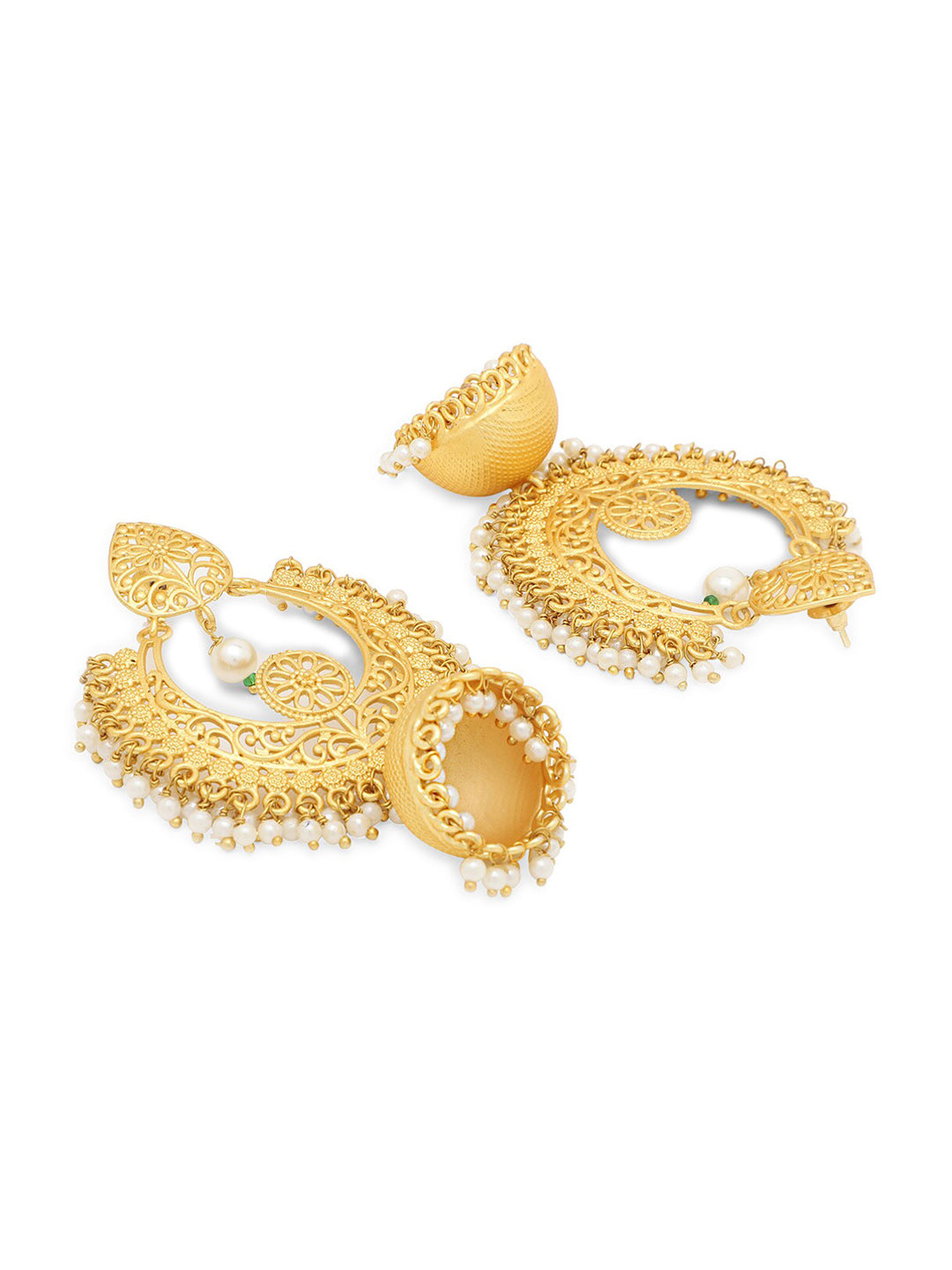 Yellow Chimes Women Gold-Toned Contemporary Chandbali Jumka Earrings | Swadesiicart
