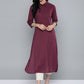 HERE&NOW Women Burgundy Cotton Solid Pathani Kurta - Swadesiicart