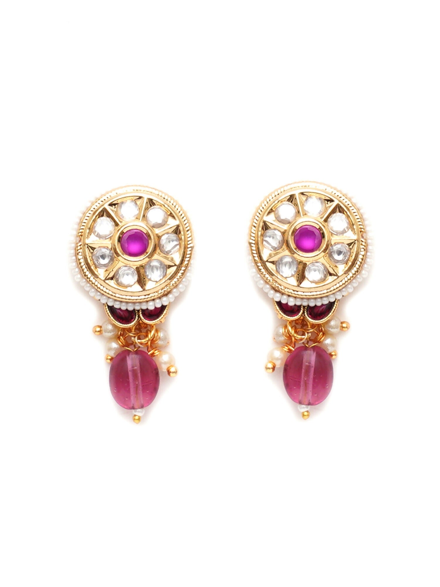 Kundan Studs with Stones (Gold) - Ruby Raang | Swadesiicart