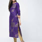Aniyah Cotton Foil Printed Purple Straight Kurta (AN-134K)
