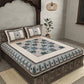 JAIPUR FABRIC Beige & Green Ethnic Motifs Cotton 210 TC Queen Bedsheet & 2 Pillow Covers | Swadesiicart