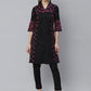 ADA Women Black & Pink Chikankari Hand Embroidered Sustainable Handloom Kurta with Trousers | Swadesiicart