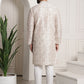 Sojanya Men Cream-Coloured & Brown Silk Cotton Printed Regular Kurta with Churidar | Swadesiicart