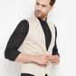 Even Apparels Cream Merino Men Woven Nehru Jacket | Swadesiicart