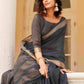 Tikhi Imli Charcoal & Gold-Toned Polycotton Zari Ready to Wear Saree | Swadesiicart