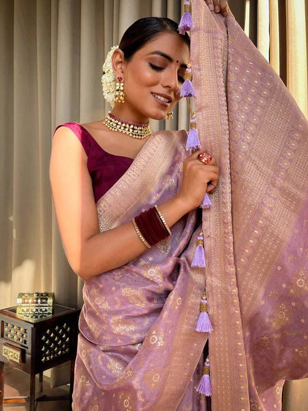 Kalini Woven Design Zari Banarasi Saree | Swadesiicart