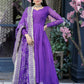 Jyoti Fashion Women's Purple Tabby Silk Designer Kurta with Trouser & Dupatta | Swadesiicart