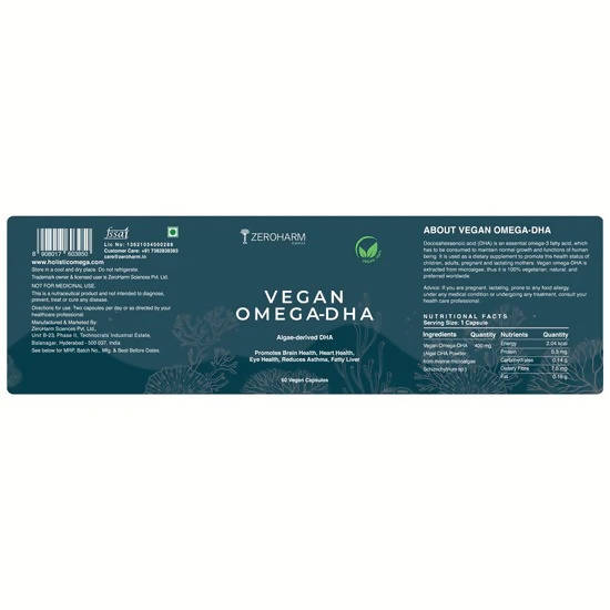 Zeroharm Vegan Omega 3 DHA Capsules - Swadesiicart