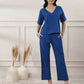 Joban Fashion Women's Royal Blue Co-Ord Set V Neck - Swadesiicart
