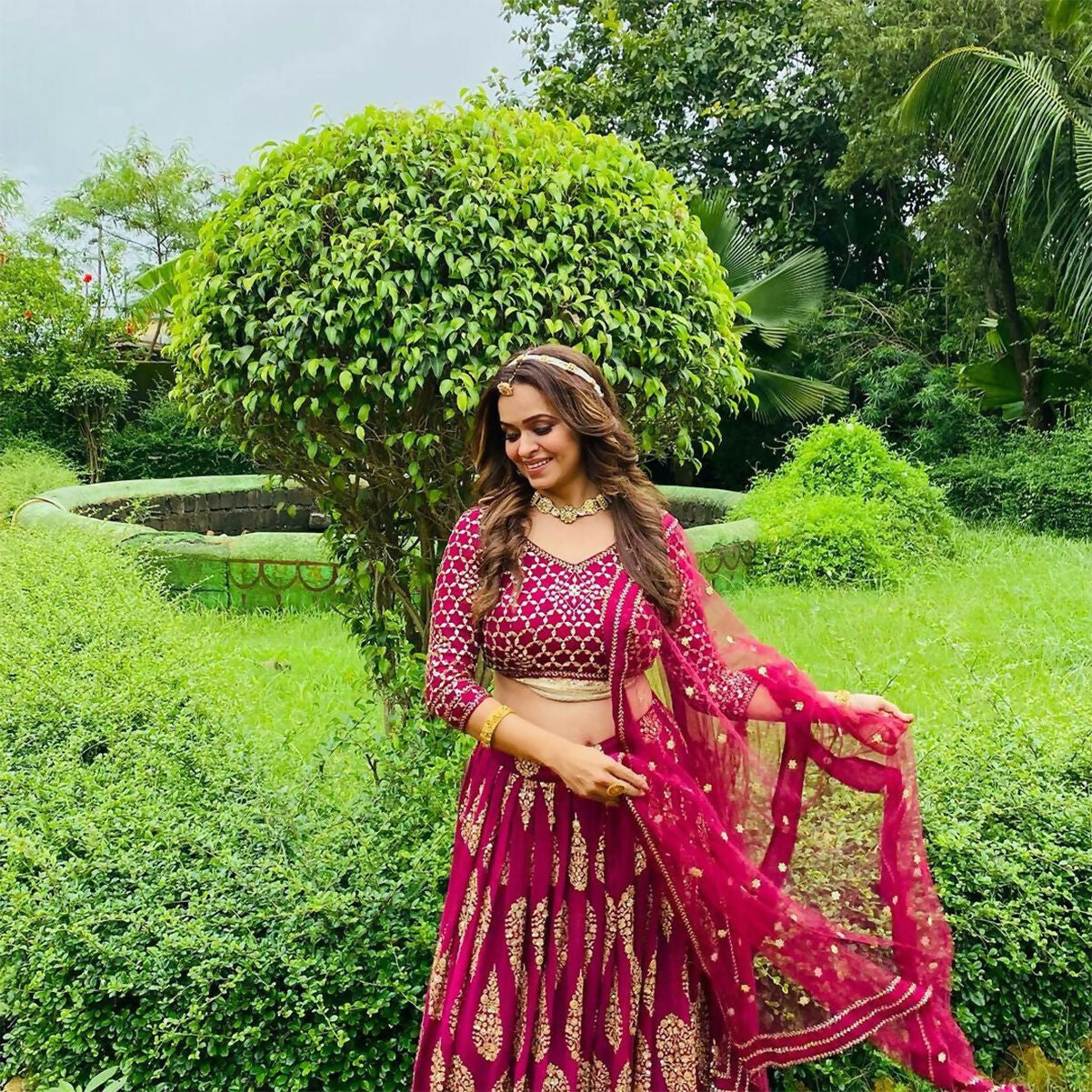 Jyoti Fashion Graceful Cherry Red Faux Georgette Jari Embroidery Lehenga Choli with Dupatta | Swadesiicart