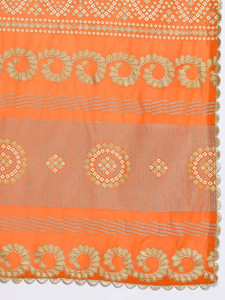 Ahalyaa Women's Traditional wear Lehenga Choli - Orange | Swadesiicart
