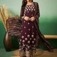 Wine Georgette Handwork Unstitched Dress Material - Hanika | Swadesiicart