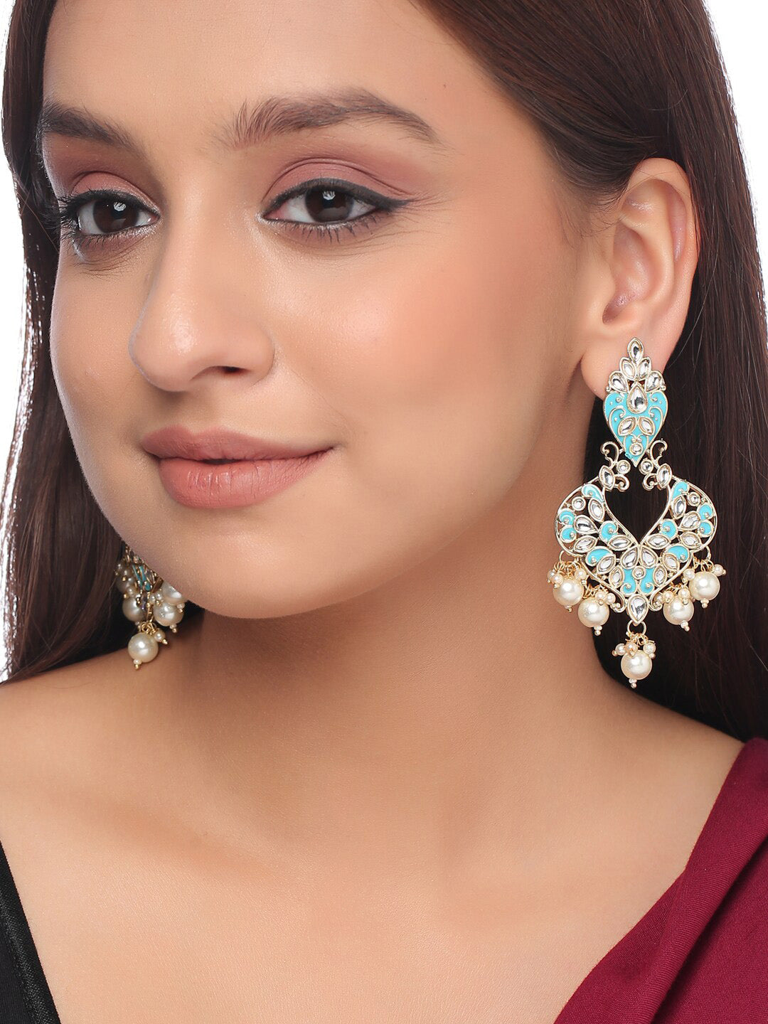 Shoshaa Turquoise Blue Contemporary Drop Earrings For Women - Swadesiicart
