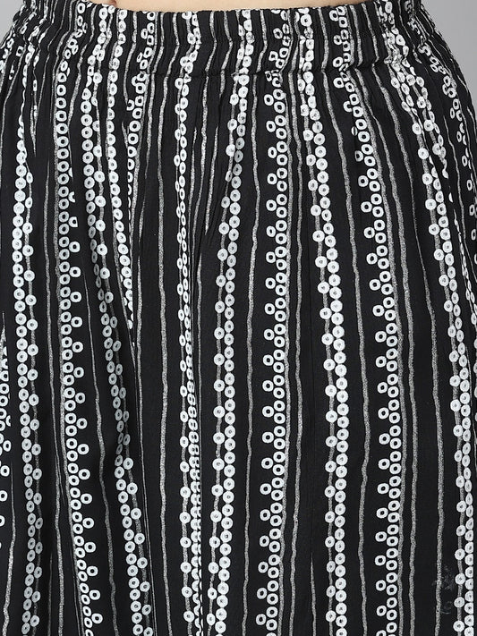 Kalini Women Black Ethnic Motifs Printed Kurta with Sharara | Swadesiicart