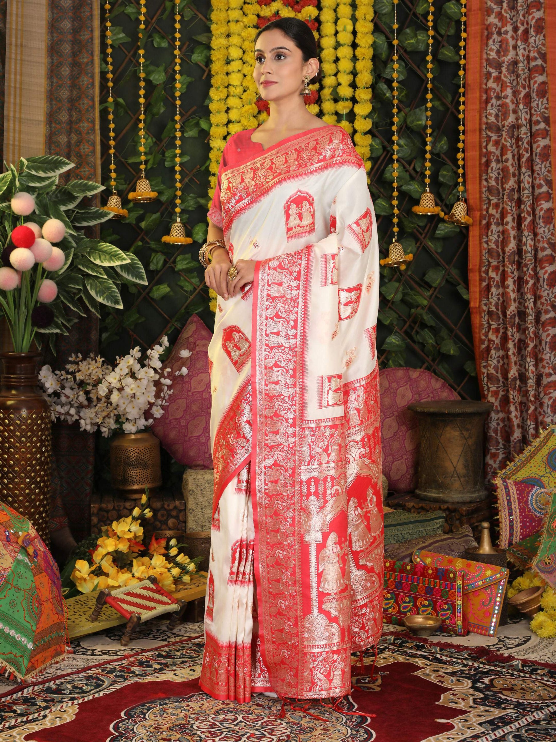 Shree Shyam Fashion Silk White Saree
