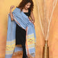 Very Much Indian Handloom Pure Cotton Paithani Dupatta - Powder Blue | Swadesiicart