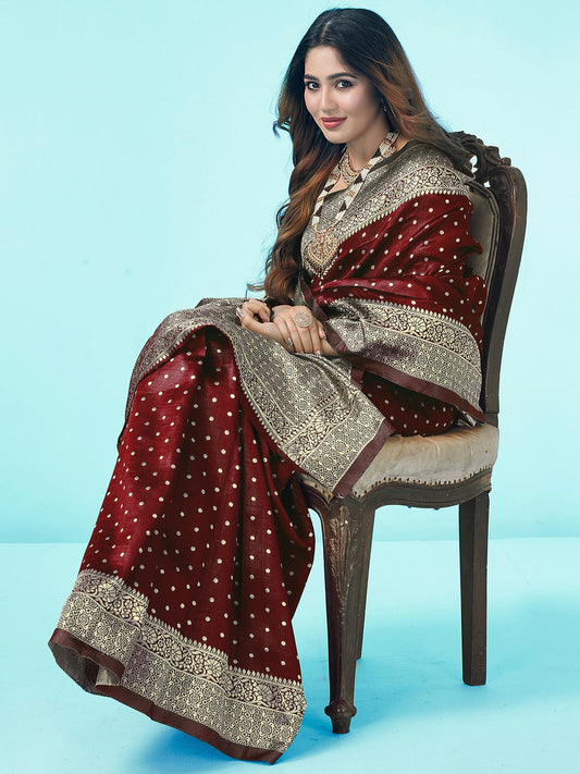Kalini Ethnic Motifs Zari Art Silk Banarasi Saree | Swadesiicart