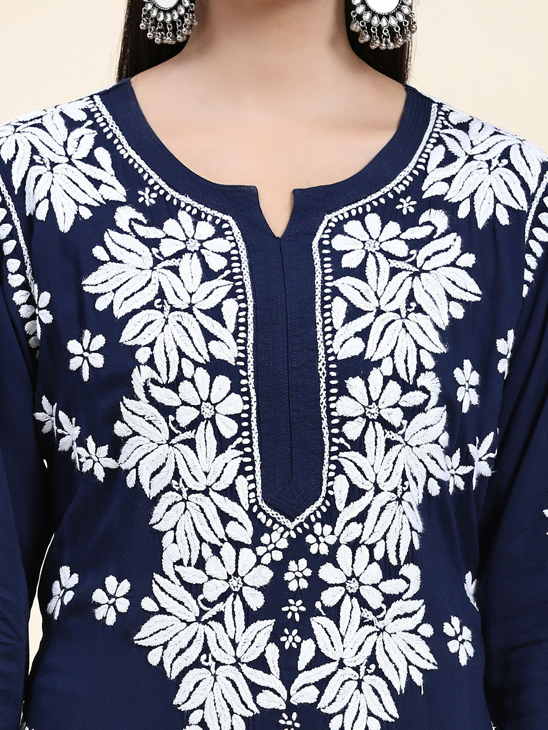 HOUSE OF KARI Ethnic Motifs Embroidered Chikankari Cotton Kurta & Palazzos | Swadesiicart