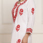 HOUSE OF KARI Women Floral Embroidered Regular Chikankari Pure Cotton Kurta with Trousers | Swadesiicart