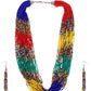 Cardinal Red & Green Beaded Multistring Necklace & Earrings Set
