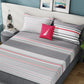 Nautica Bradford Grey & White Striped Cotton 160 TC King Bedsheet With 2 Pillow Covers - Swadesiicart