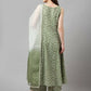 FIORRA Women's Green Lurex Cotton Flared Kurta Palazzo Set With Dupatta - Swadesiicart