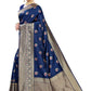 Vamika Banarasi Jacquard Weaving Blue Saree (Siri Blue) | Swadesiicart